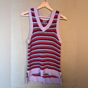 70’s Inspired Knit Long V-Neck Tank Top Size Medium